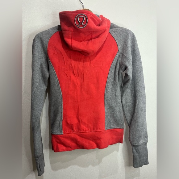 Lululemon Scuba Heavy Hooded Zip Sweatshirt Orange Gray Size 4 - Picture 2 of 5
